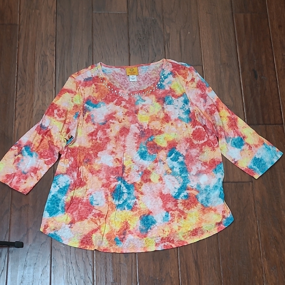 Ruby Rd Colorful Tie Dye Blouse size 1X